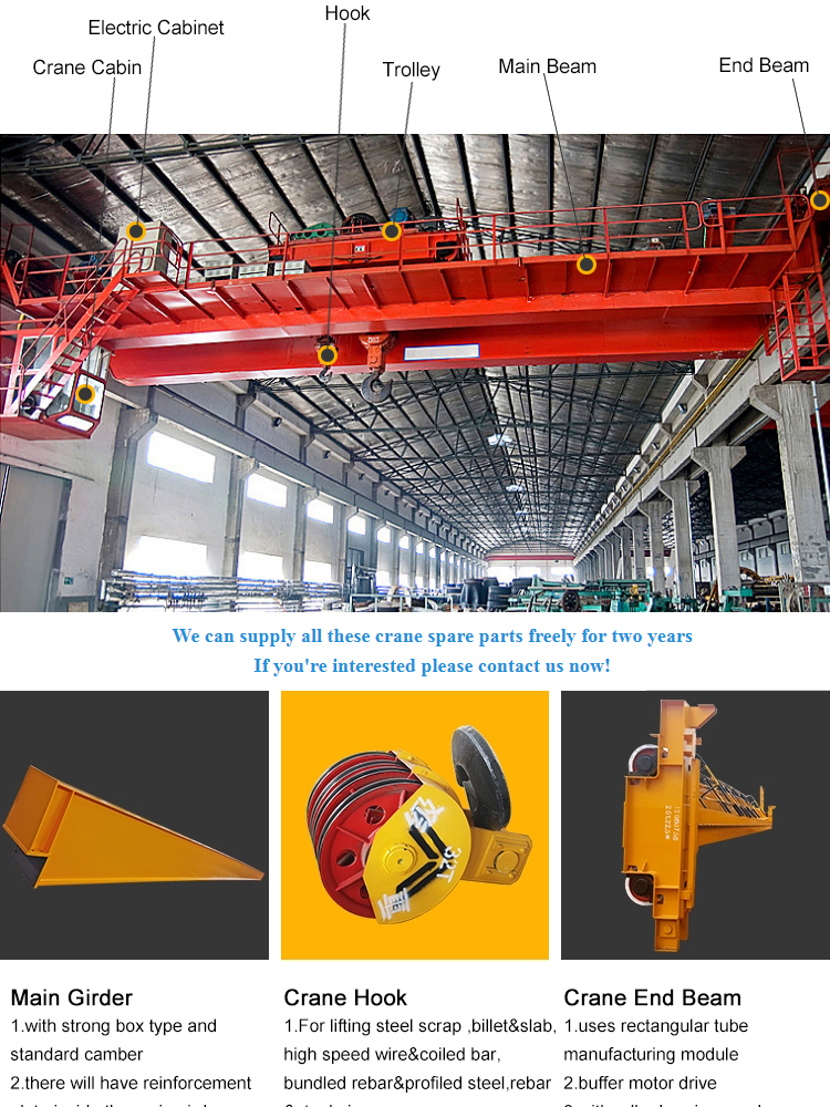 Customized travel 20 ton double girder overhead bridge crane price 