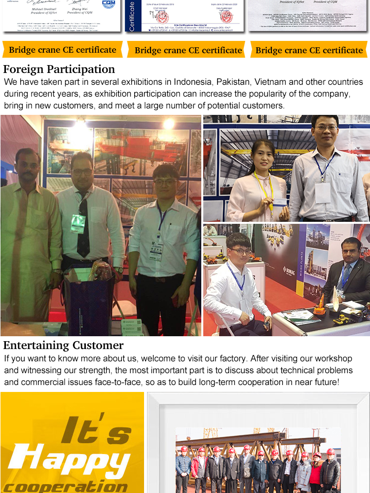 Customized travel 20 ton double girder overhead bridge crane price 