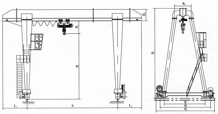 MH Trussed type Single Girder Hoist Gantry Crane 20t